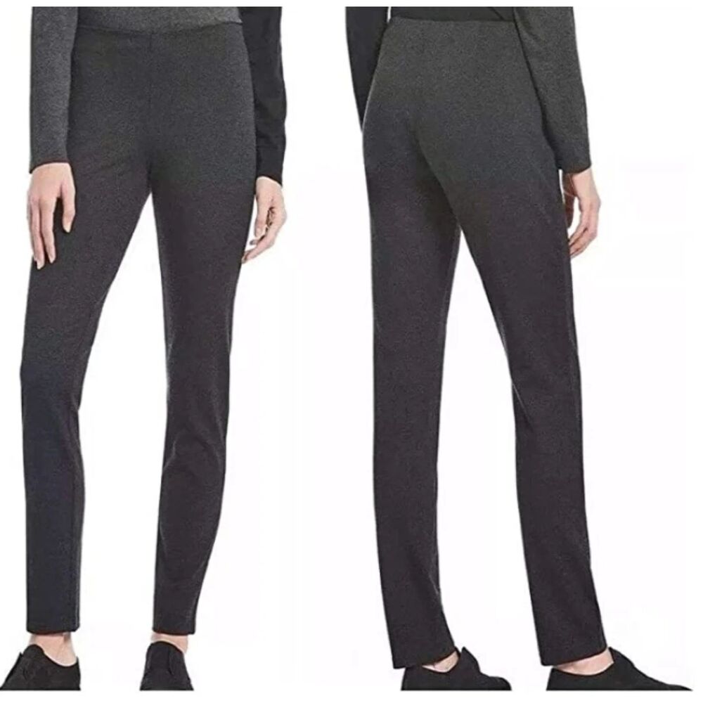 Eileen Fisher Melange Viscose Stretch Ponte Slim Pant, Charcoal MEDIUM